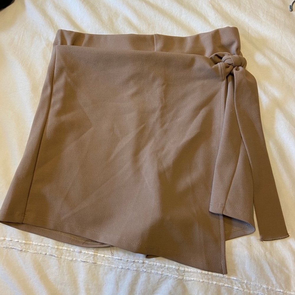 Beige wrap skort